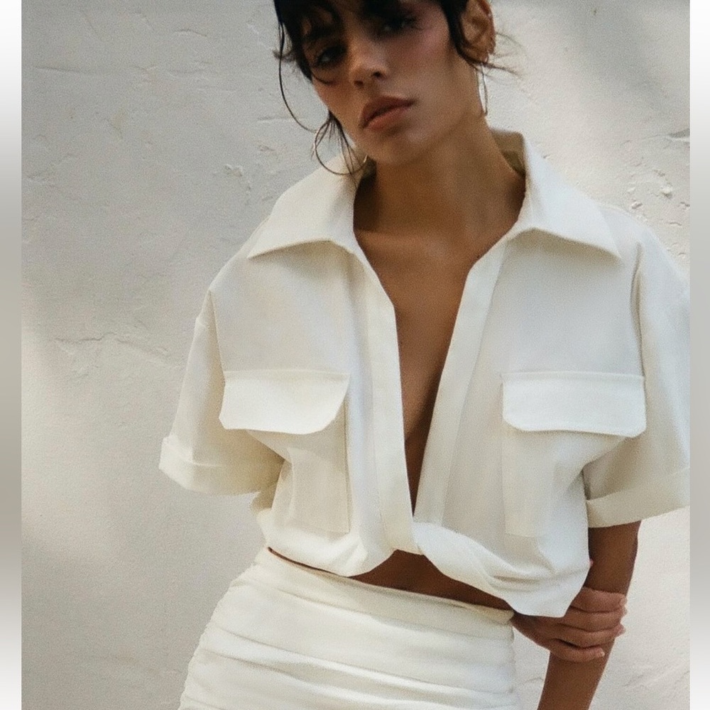 Zara Stretch Linen Blend Crop